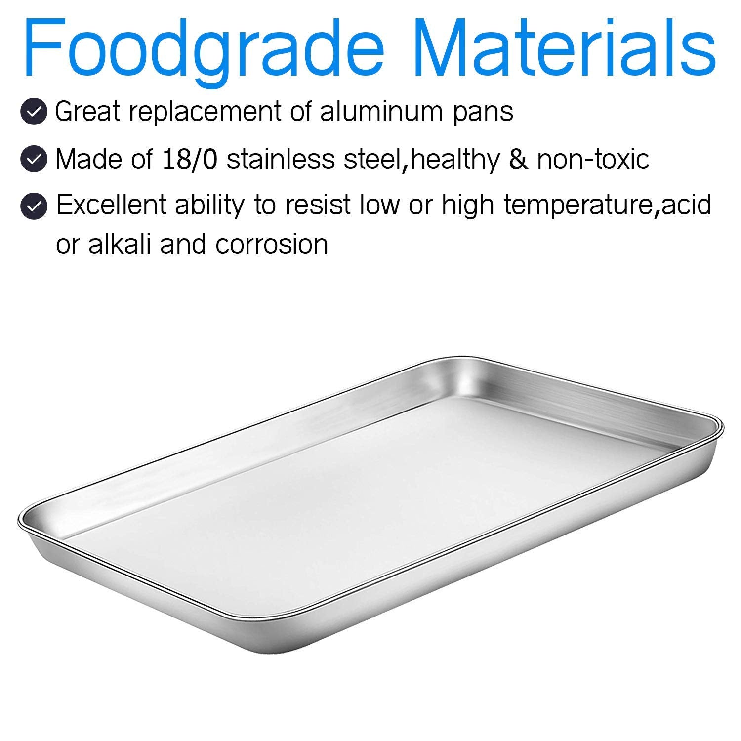 Bastwe 18-0 stainless steel baking pan, non-toxic and safe for family use.