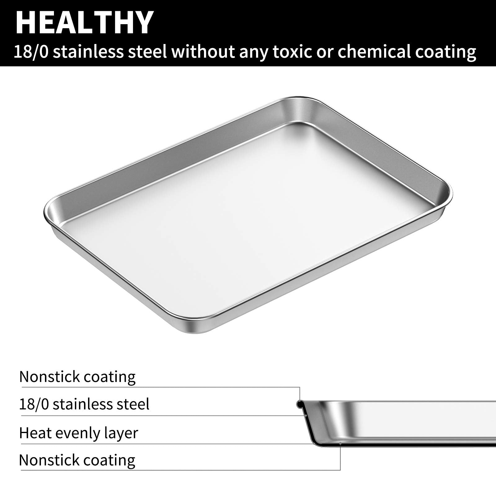 Bastwe toaster oven trays with mirror finish for easy cleanup and stylish presentation