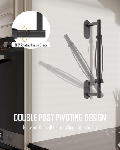BathDANCE double-post pivoting design supports easy towel changes with secure rotation.