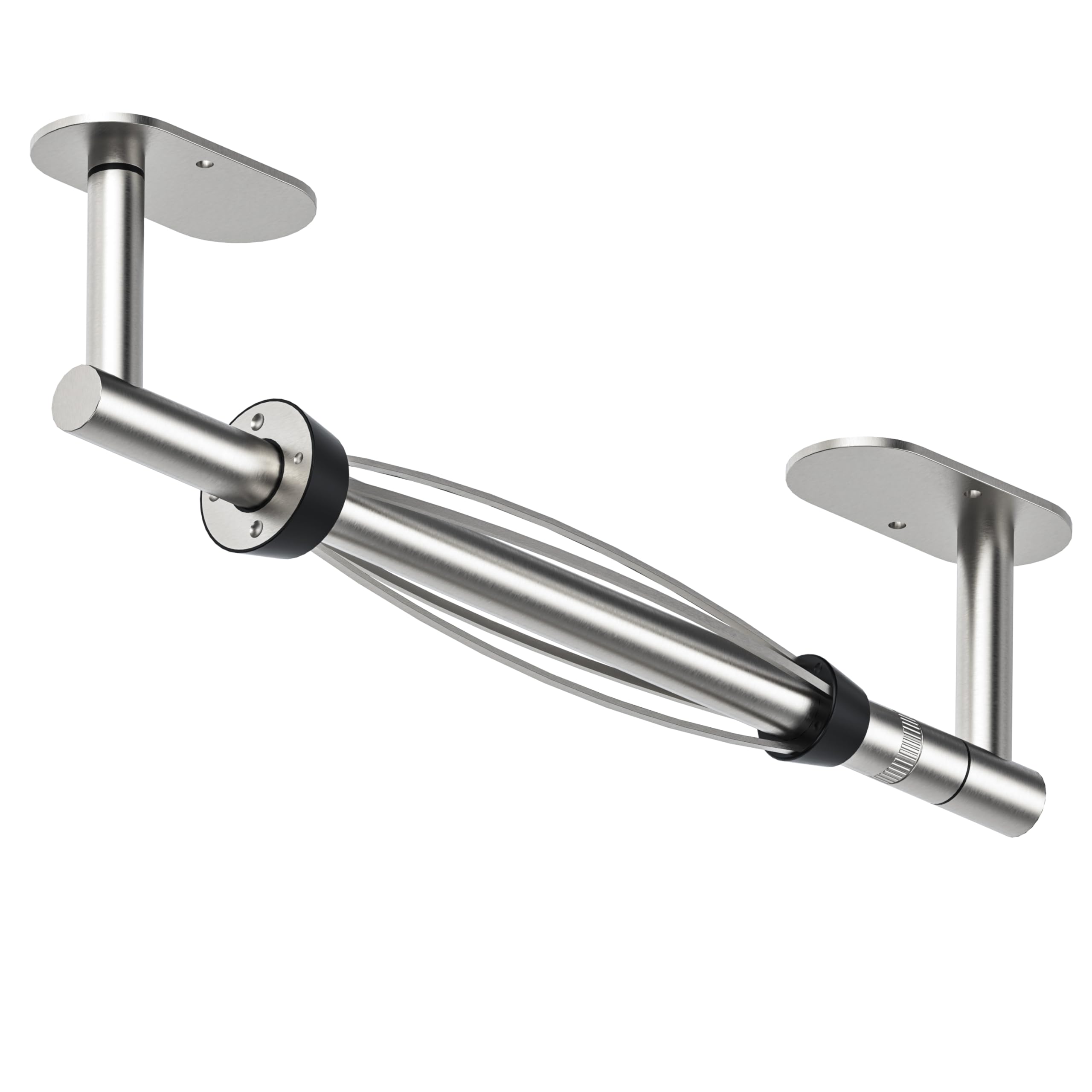 BathDANCE under-cabinet paper towel holder angle view shows damped tearing for smooth use