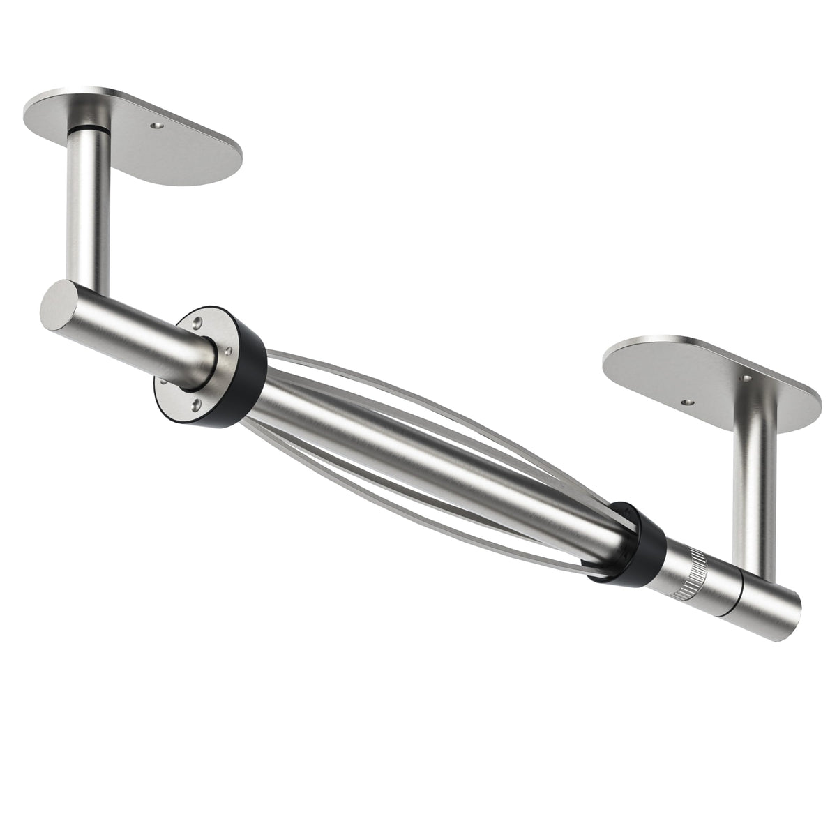 BathDANCE under-cabinet paper towel holder angle view shows damped tearing for smooth use