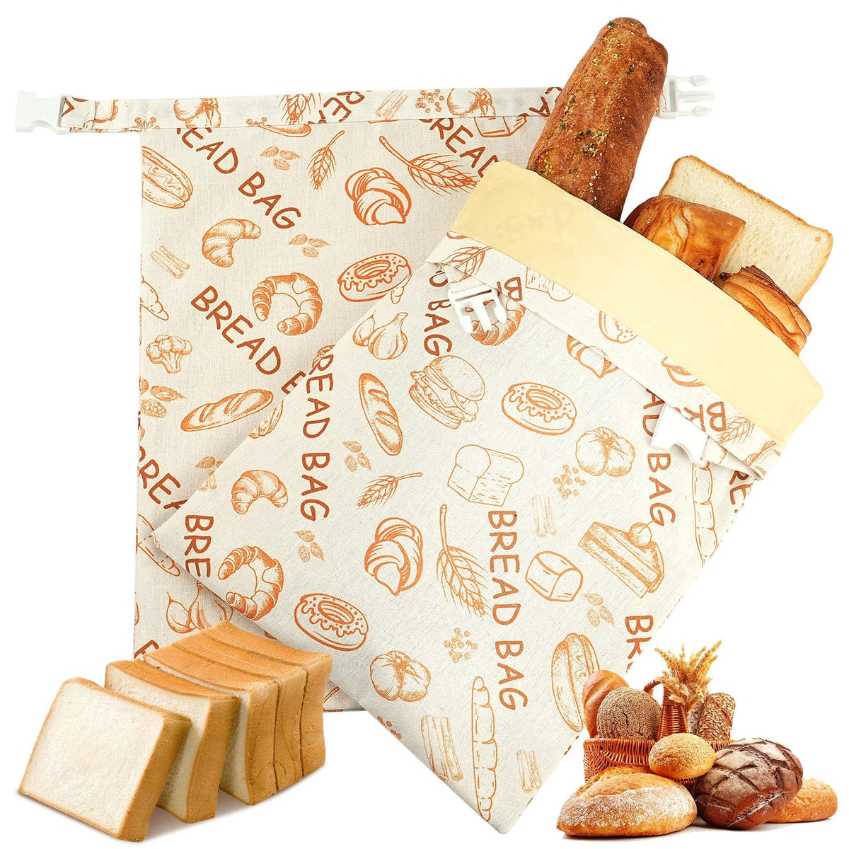 BATJA ZYQGH bread bag top view shows XL capacity for loaves