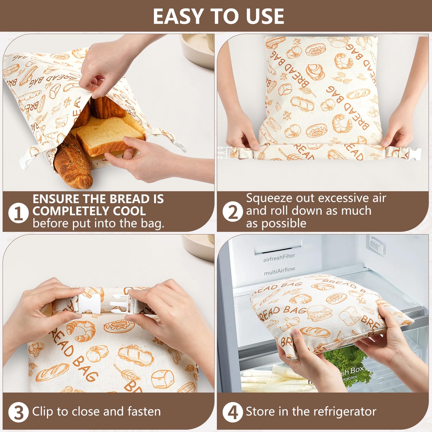 BATJA ZYQGH portable bread bag for picnics and travel