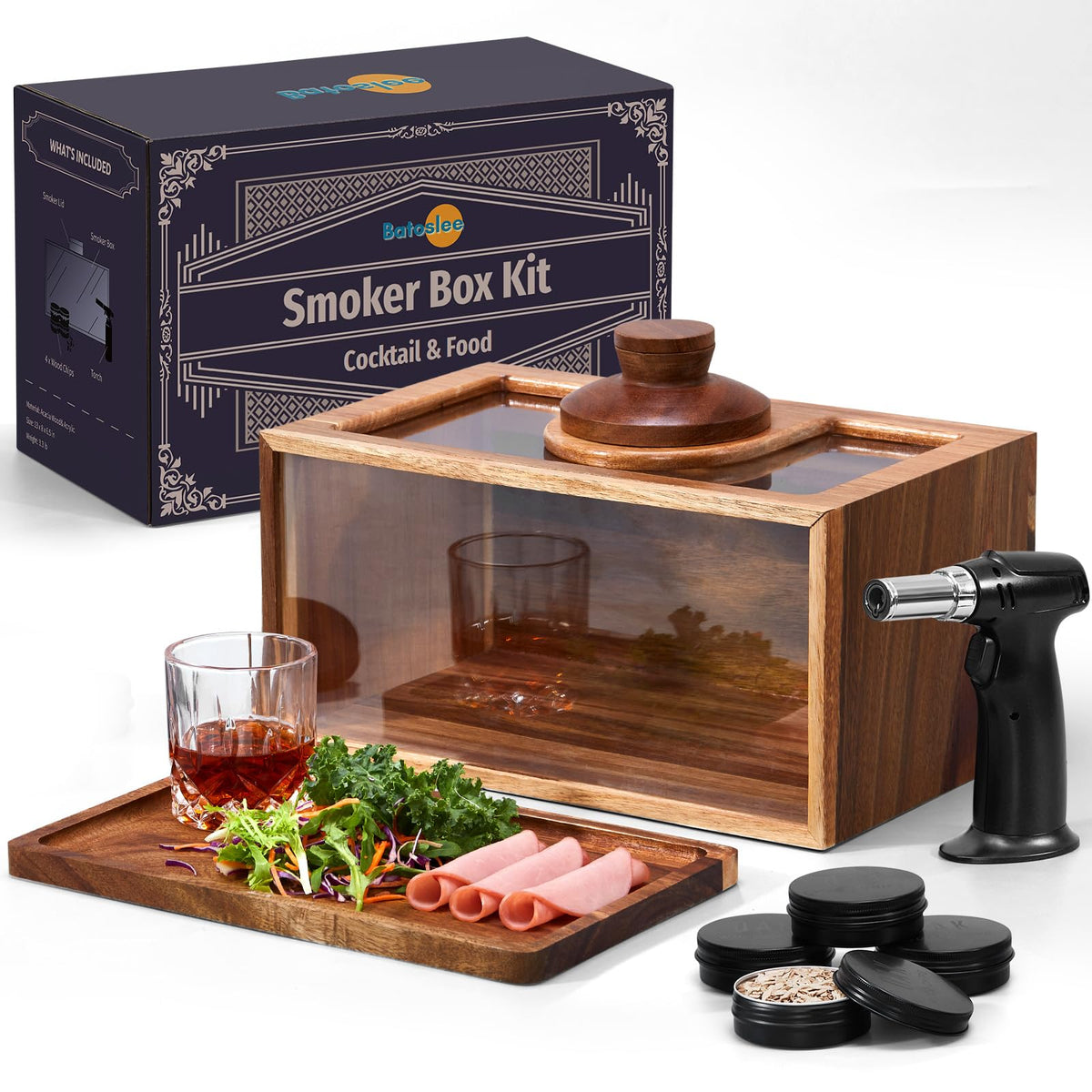 Batoslee Cocktail Smoker Box top view for quick, even smoky flavor infusion.