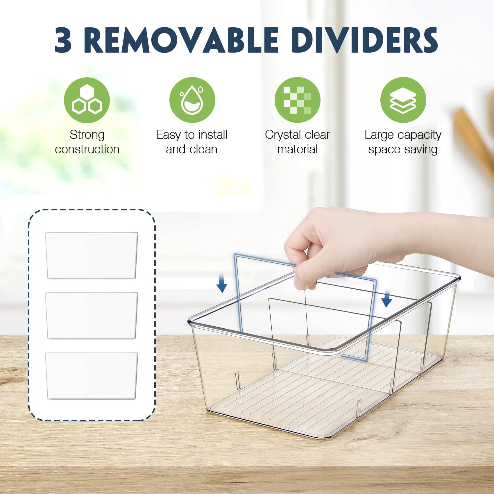 Batoto removable divider bin helps section snacks and spices neatly.