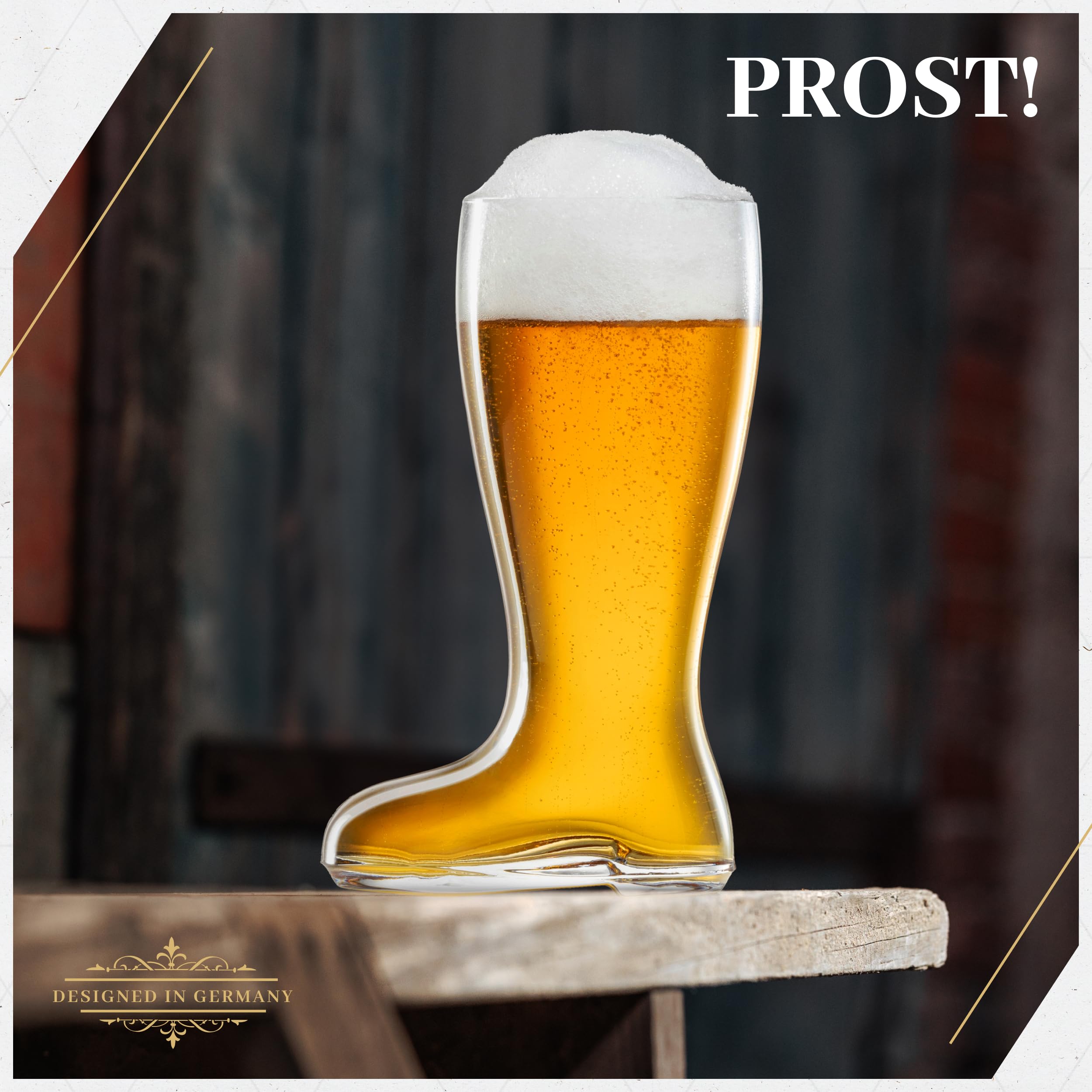 BAVARIA TRACHTEN Das Boot 1L glass offers 1 liter capacity for big pours.