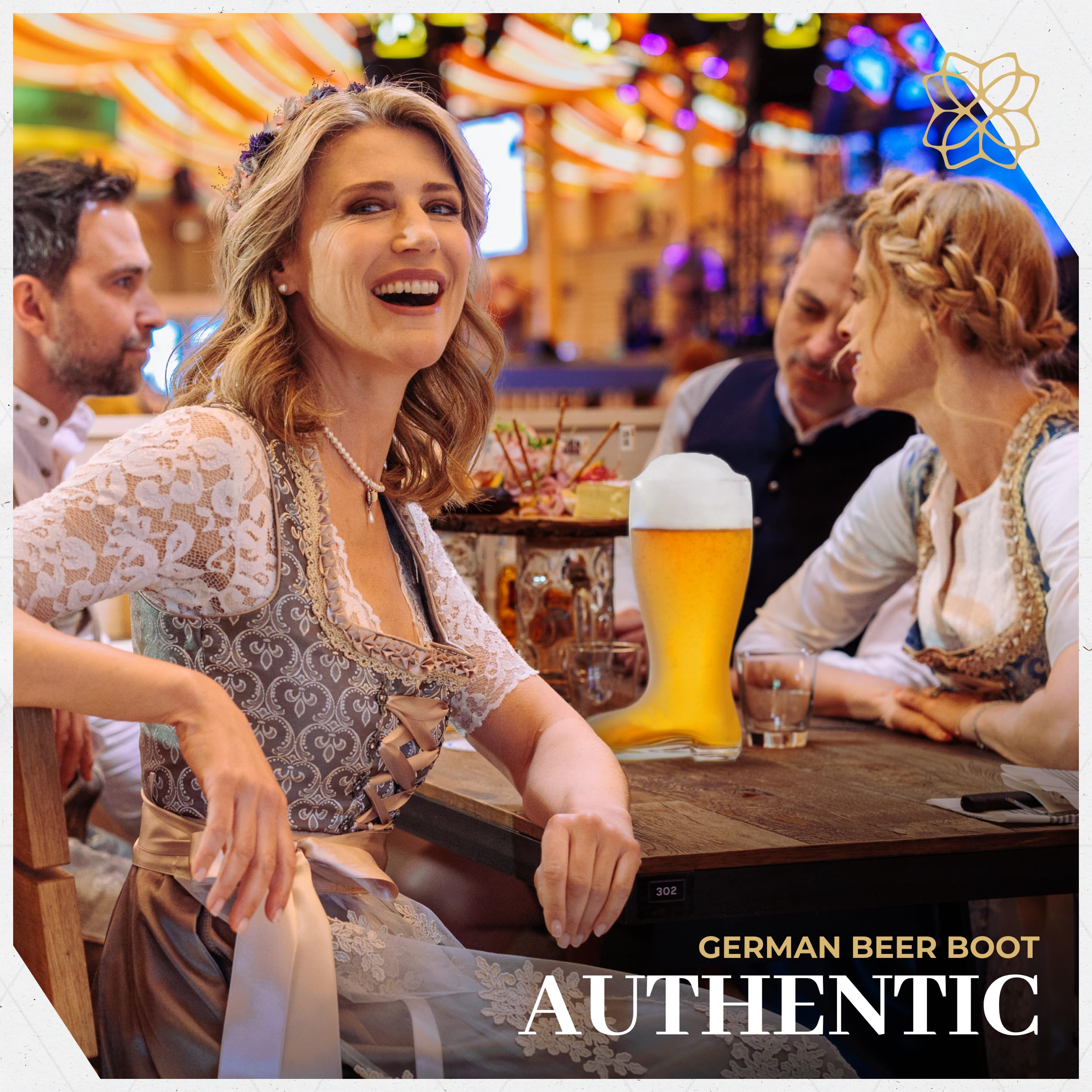 BAVARIA TRACHTEN Das Boot 1L glass features a dimpled surface for stable grip.