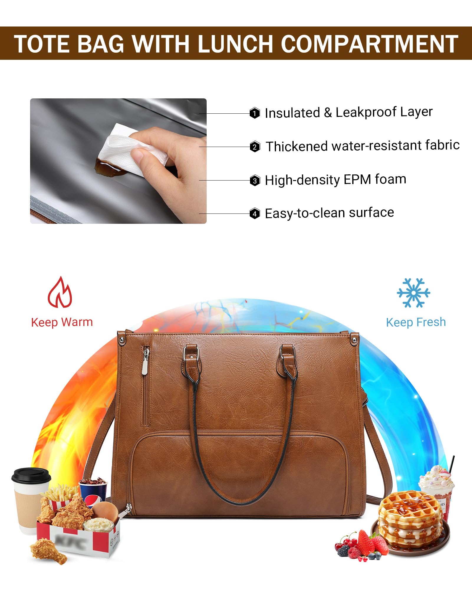 BAVERGE laptop tote detachable strap and purse for versatile carrying