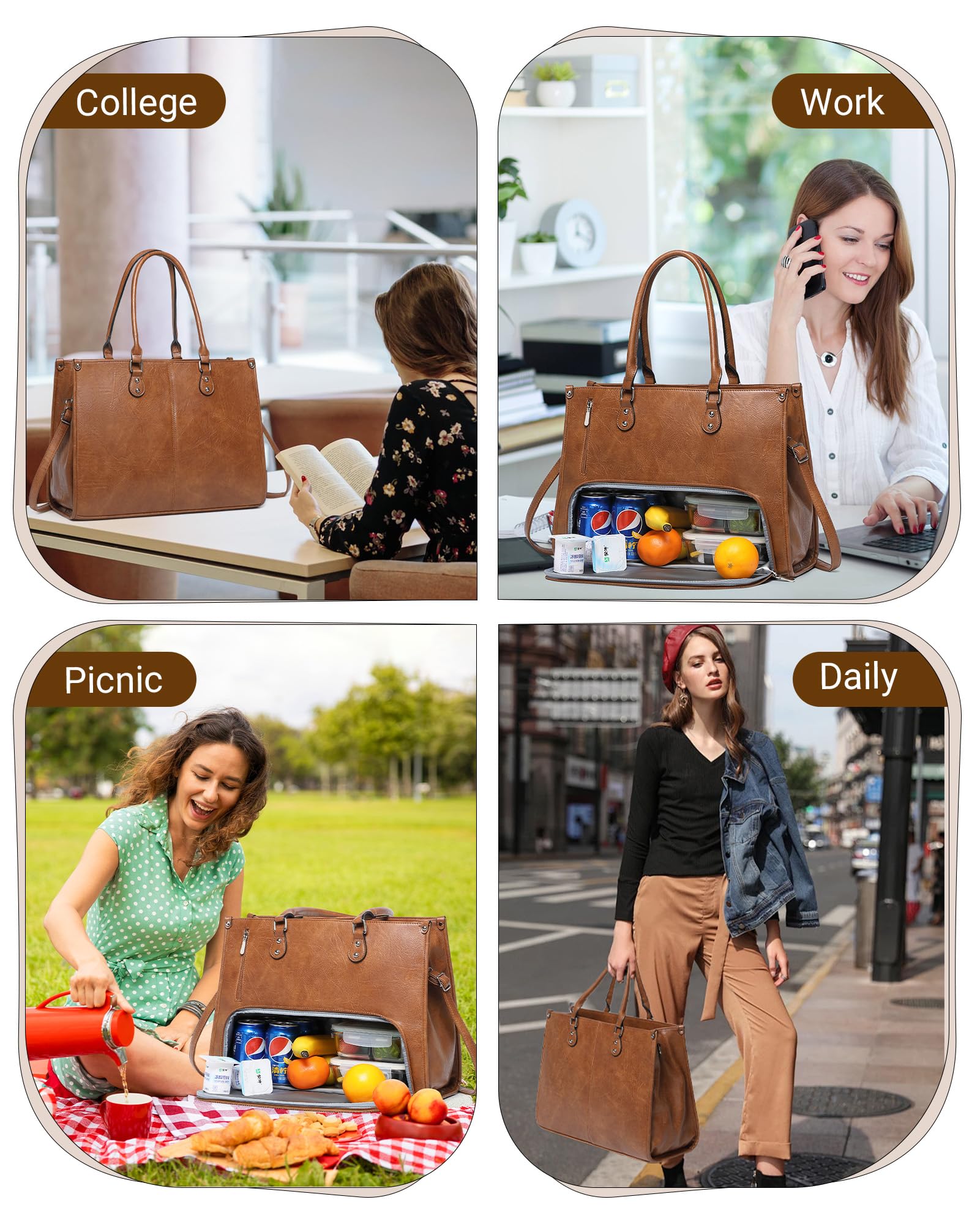 BAVERGE laptop tote multiple pockets keep essentials organized