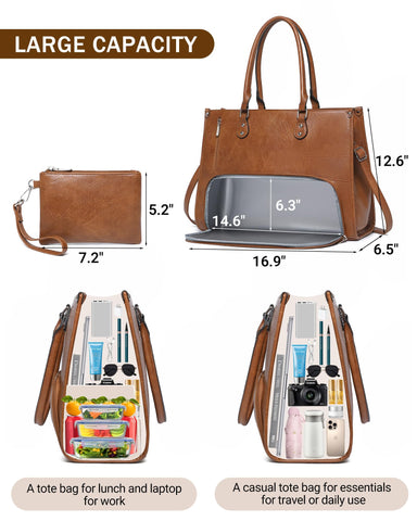 BAVERGE laptop tote padded laptop compartment protects a 15.6 inch device