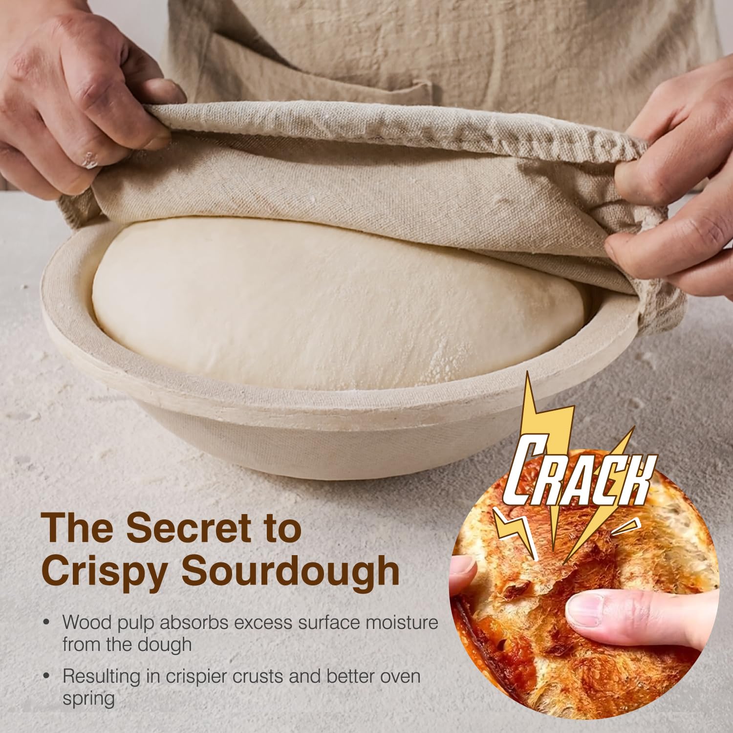 BAVIFY banneton kit with dough whisk and lame for shaping and scoring.