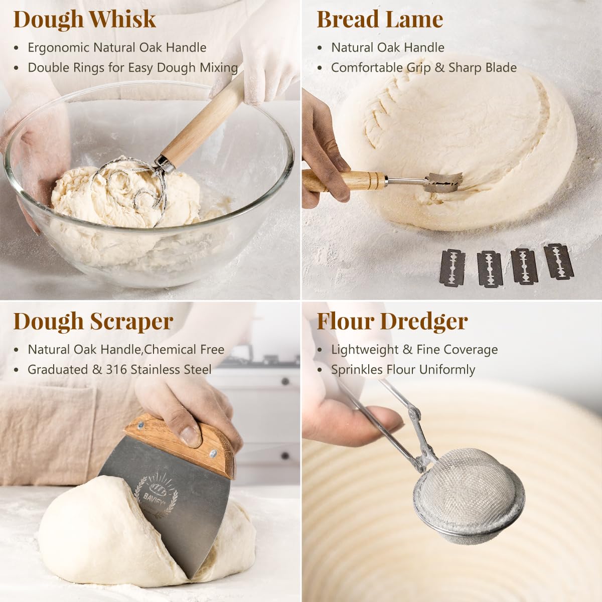 BAVIFY linen liners pack preserves dough texture and prevents sticking.