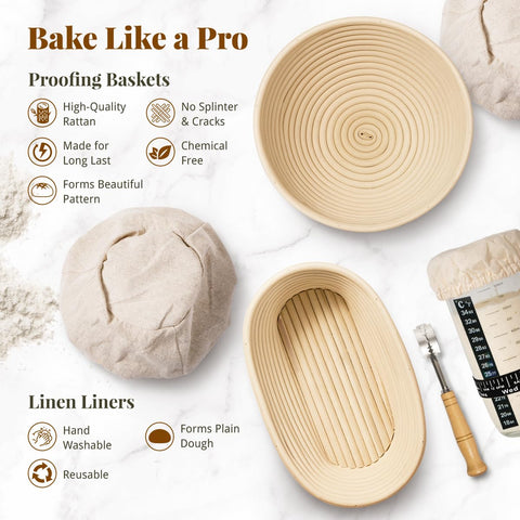 BAVIFY oval banneton 10-inch for generous proofing and beautiful scores.