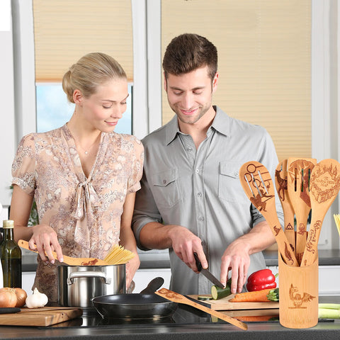 BAWANIL easy-clean wooden cooking tools rinse and air-dry