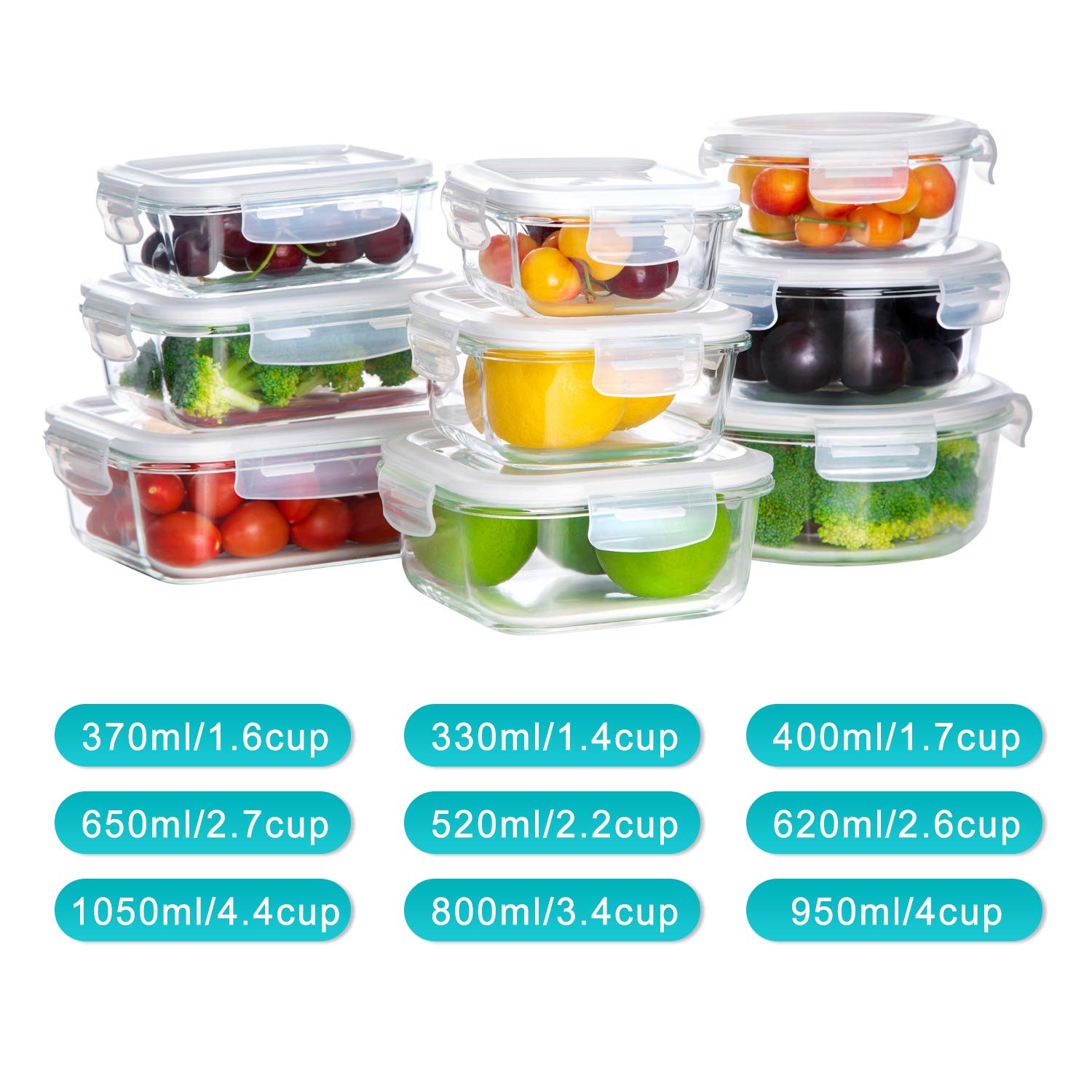 Bayco glass rectangle 1050ml container for family meals and batch prep