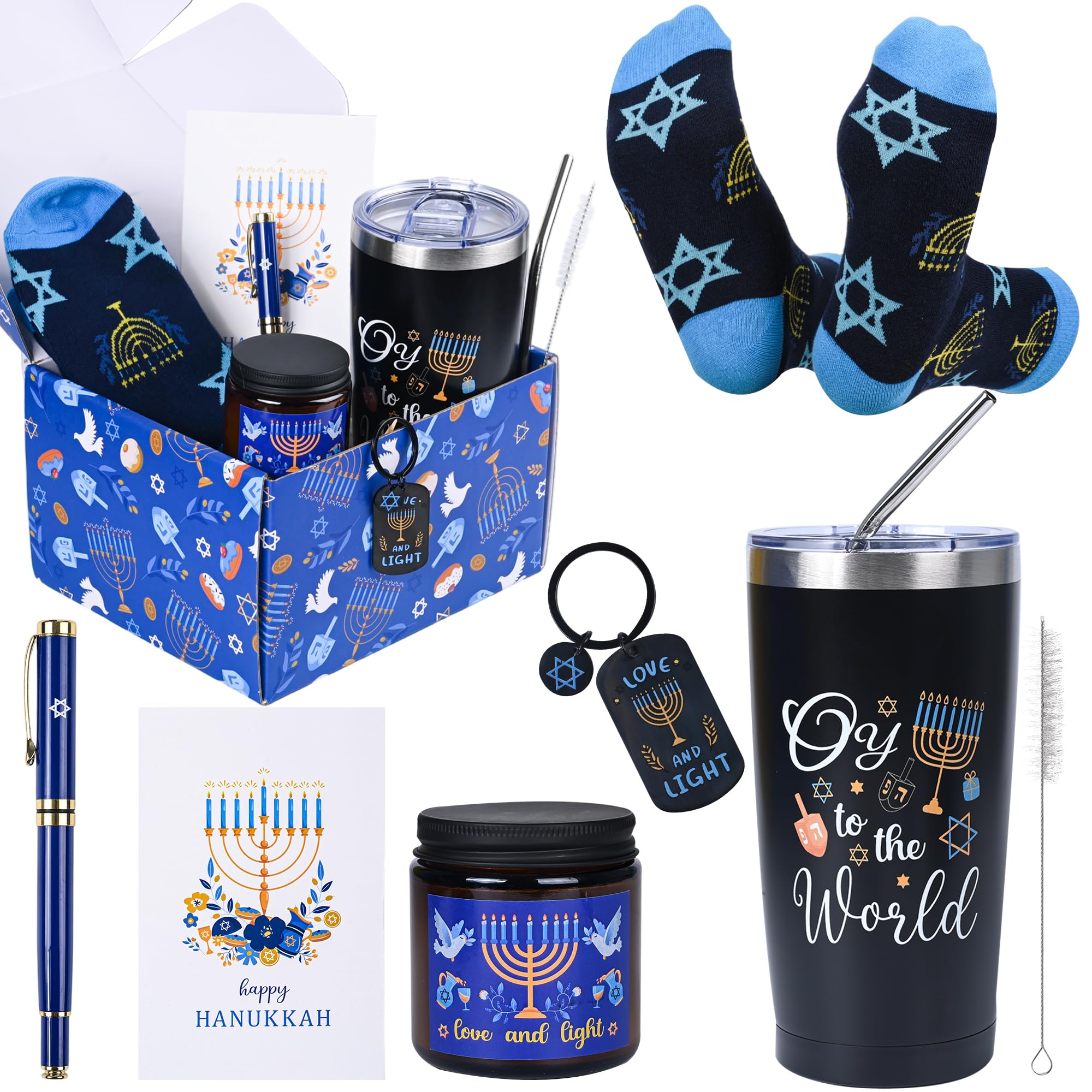Bayelove Hanukkah gift set tumbler mug—durable insulation for hot or cold beverages.