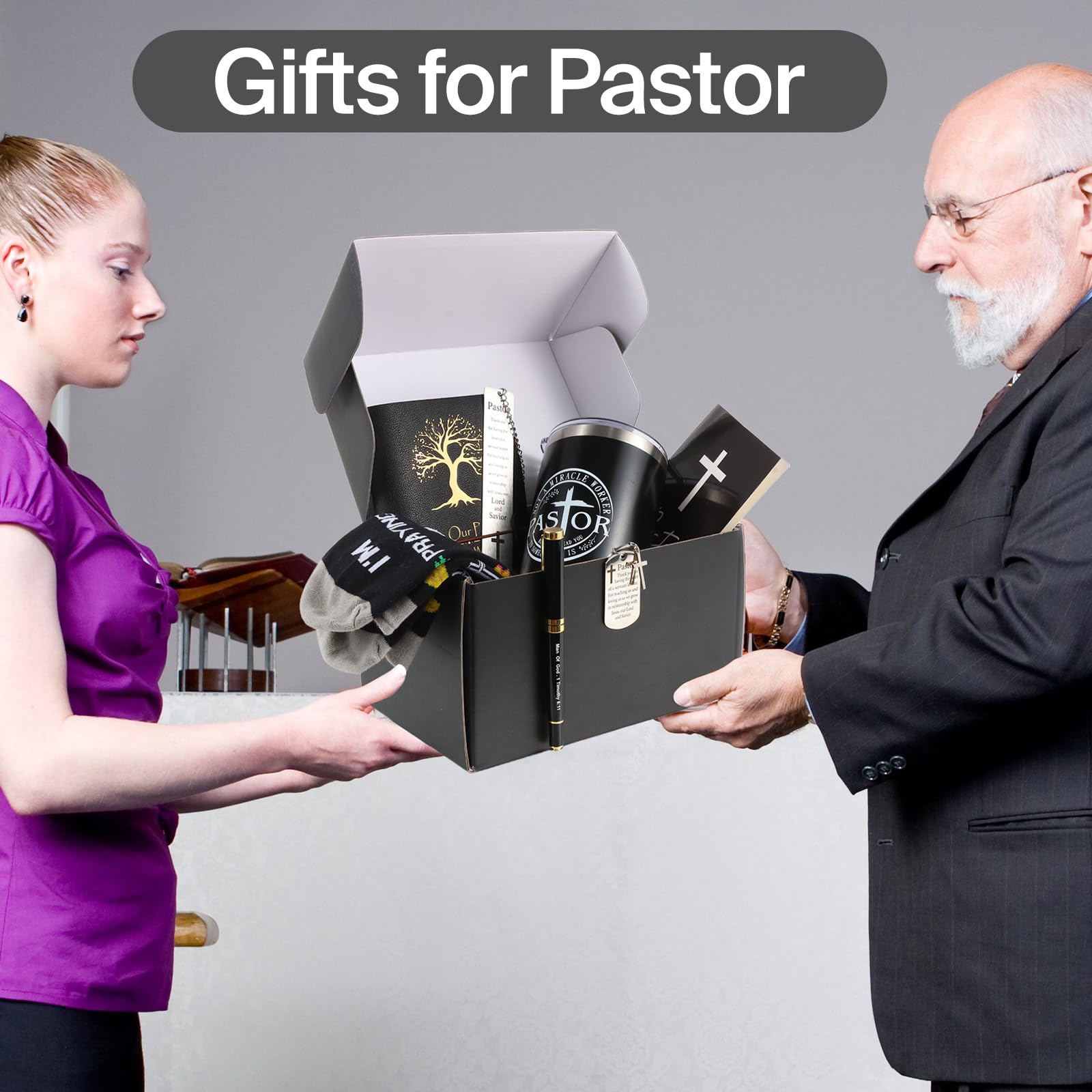 Bayelove pastor gift box neatly presents the eight-piece set.