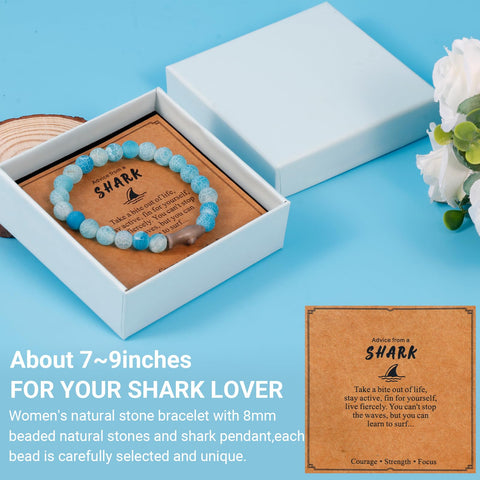 Bayelove bracelet with natural beads and shark pendant