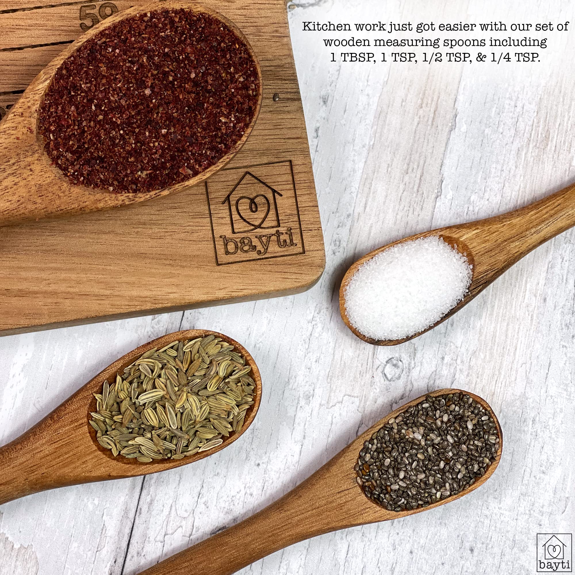 Bayti spoons hanging on a rack show space-saving storage.