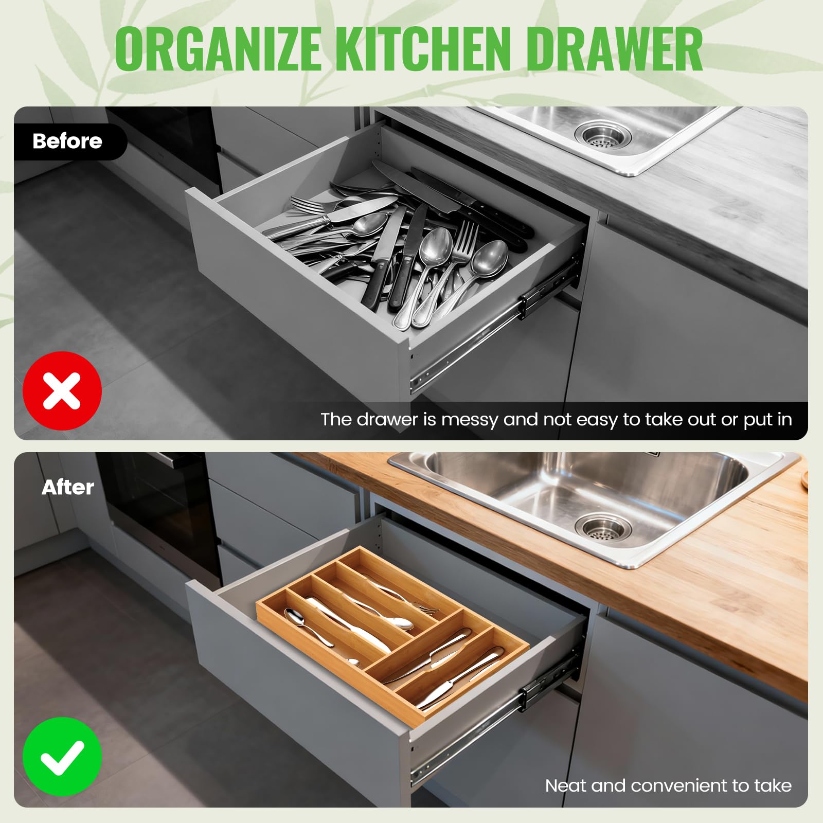 Slim footprint proves drawer compatibility in most kitchen layouts.