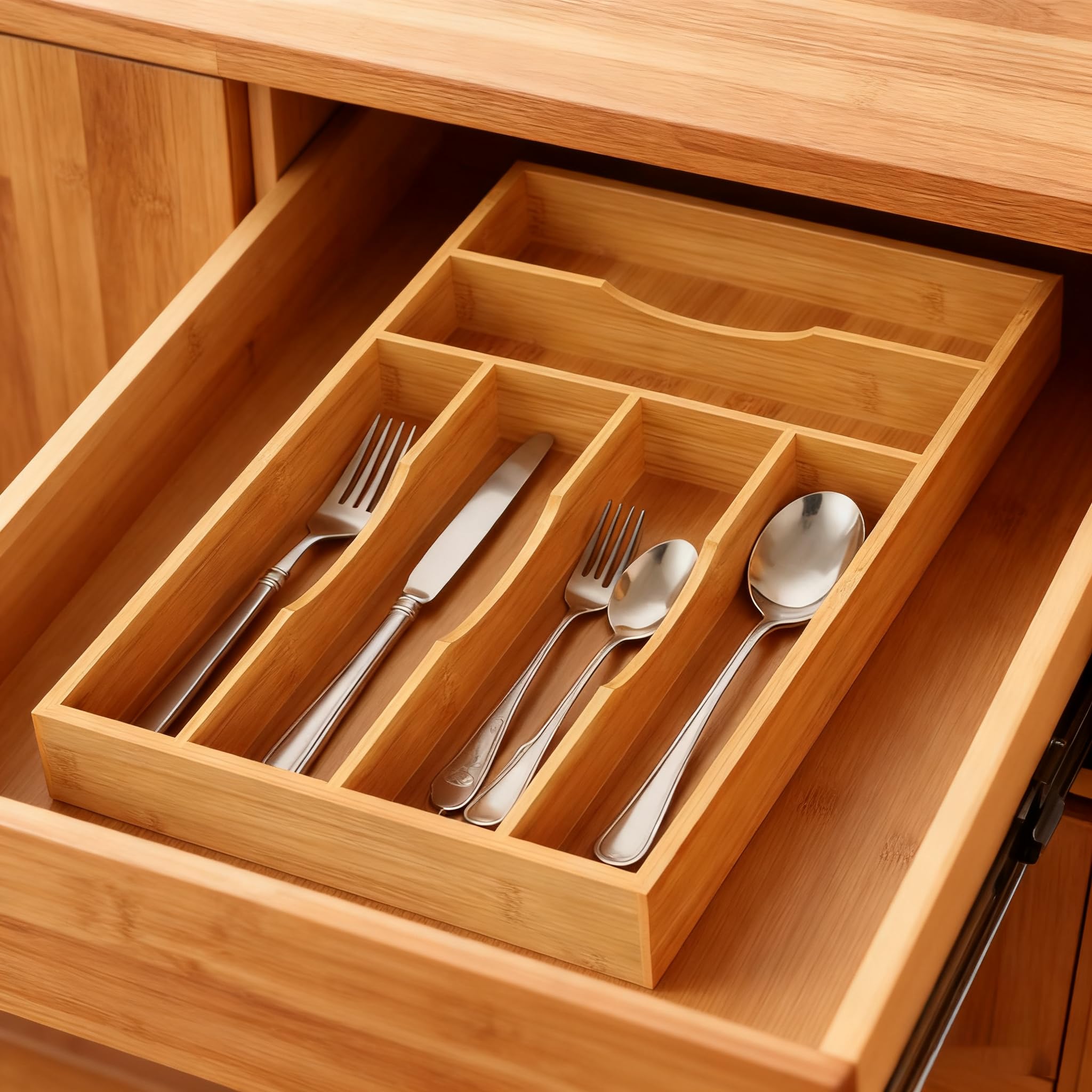 Drawer inside view shows compact, organized storage.