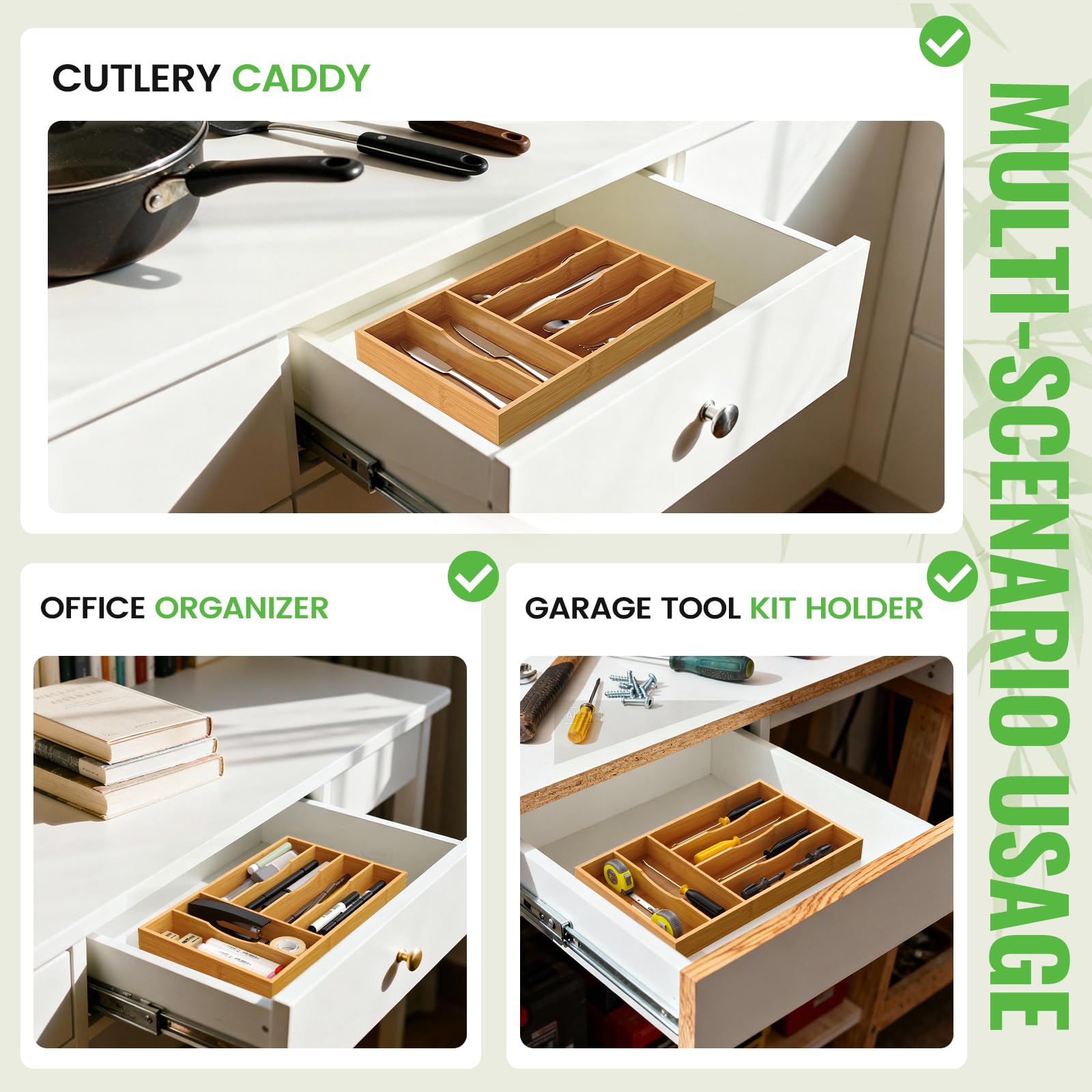 Office-use setup suggests multi-purpose storage in desk drawers.