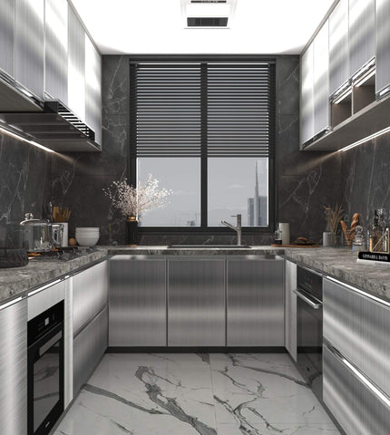 BAYYA silver contact paper applied to an appliance for a refreshed front panel