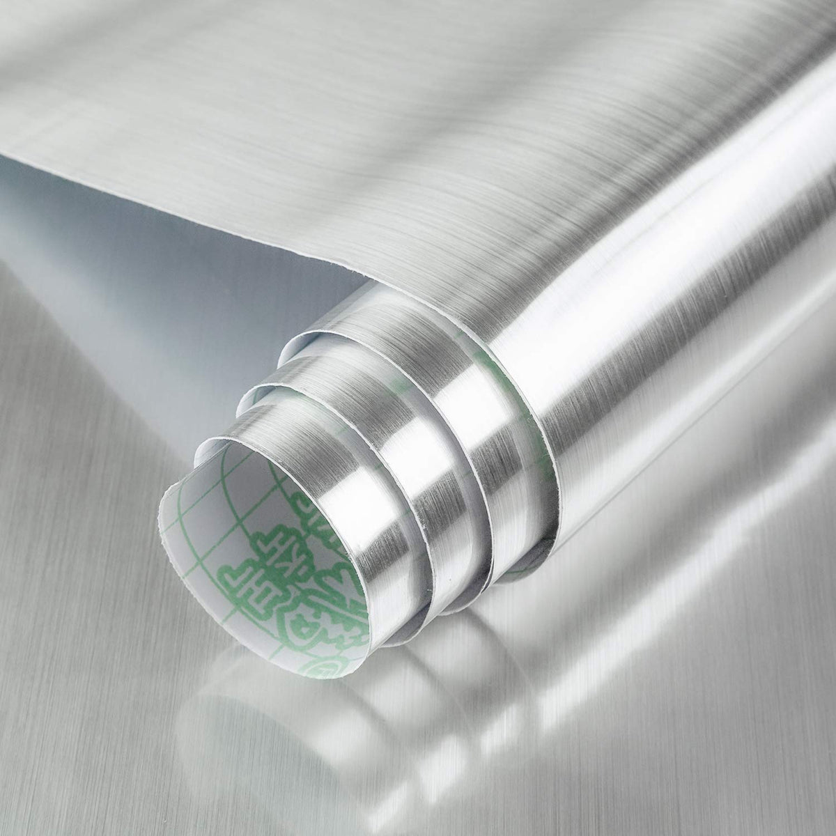 BAYYA silver contact paper with brushed stainless look on a kitchen surface for easy maintenance