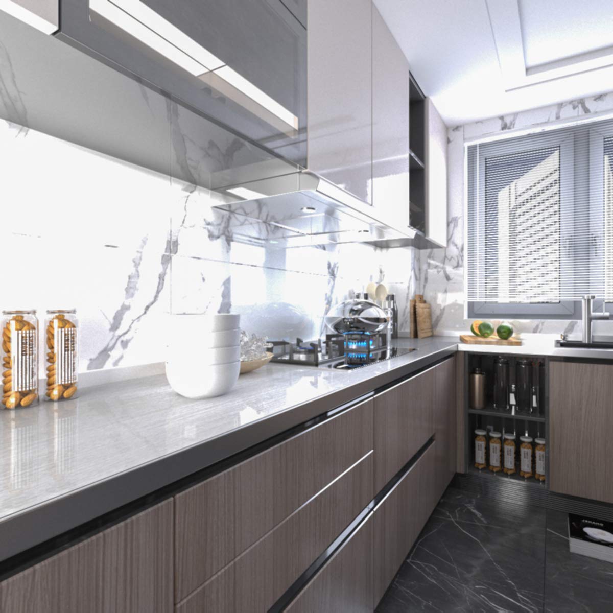 BAYYA silver contact paper upgrading a kitchen area with a premium vibe