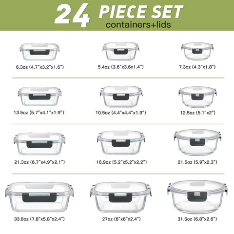 BAYZZ 24-piece set includes containers and lids in three shapes.