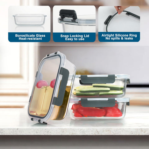 BAYZZ 35oz glass container ideal for bulk prep and reheating.