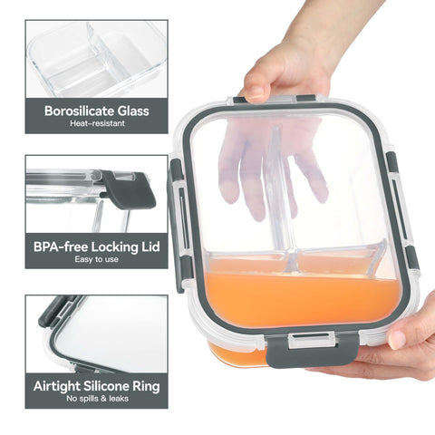 Bayzz airtight lids with silicone seals prevent leaks during lunch and travel.
