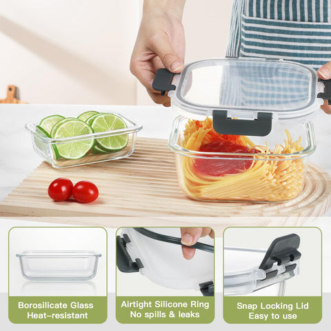 BAYZZ borosilicate glass containers close-up reveals clarity for quick identification.