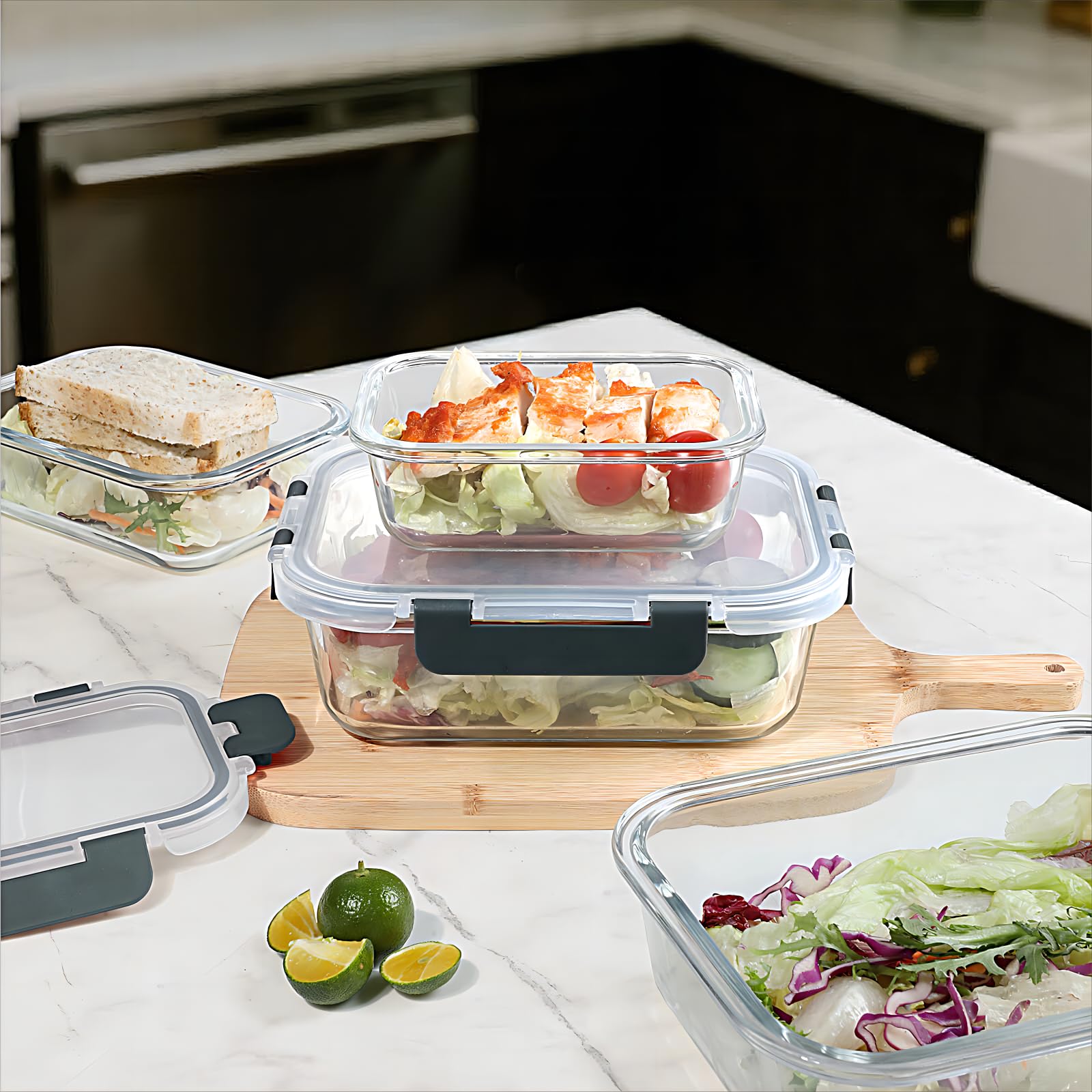 BAYZZ stackable design saves fridge space and keeps lids together.