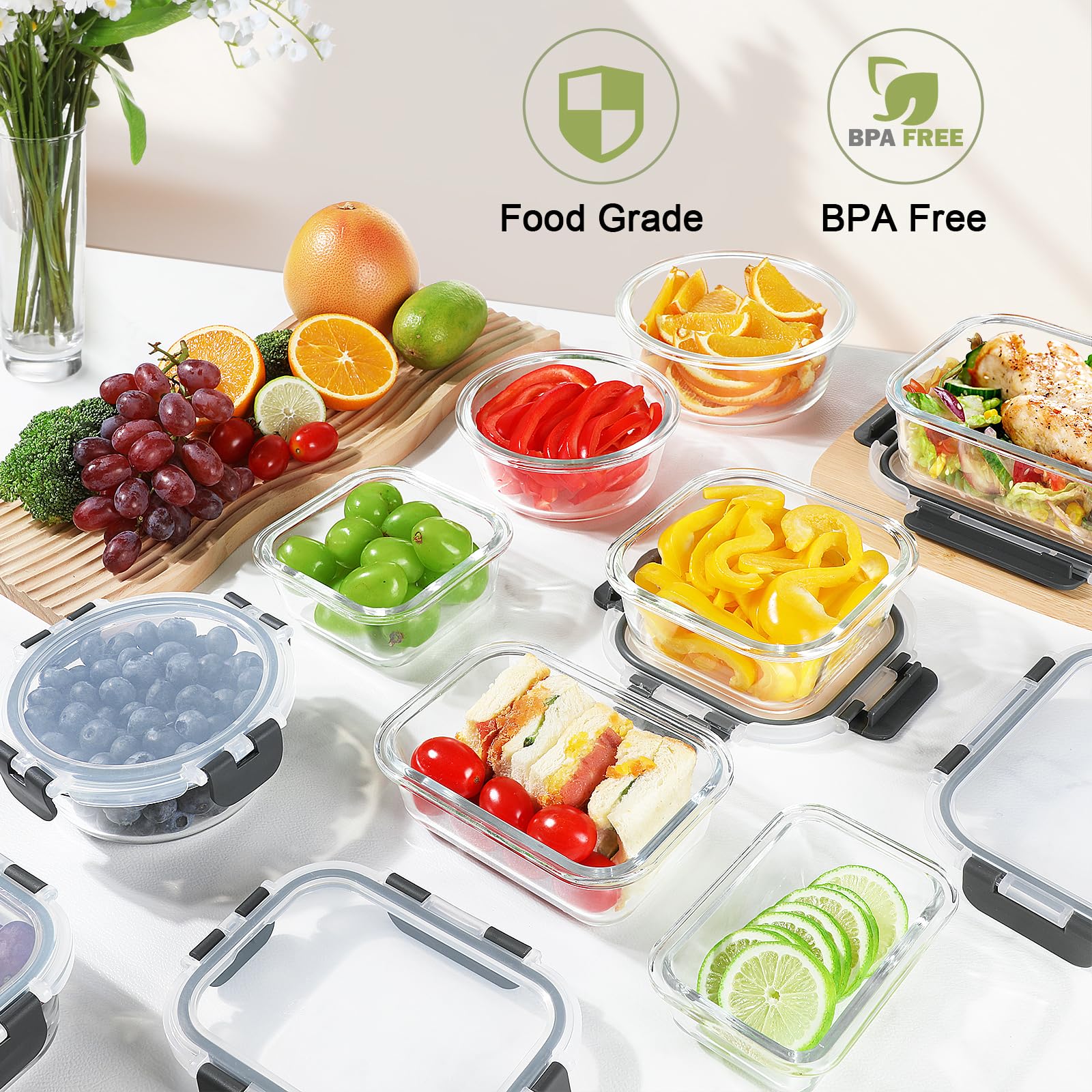 BAYZZ stackable glass containers save fridge space for organized kitchens.