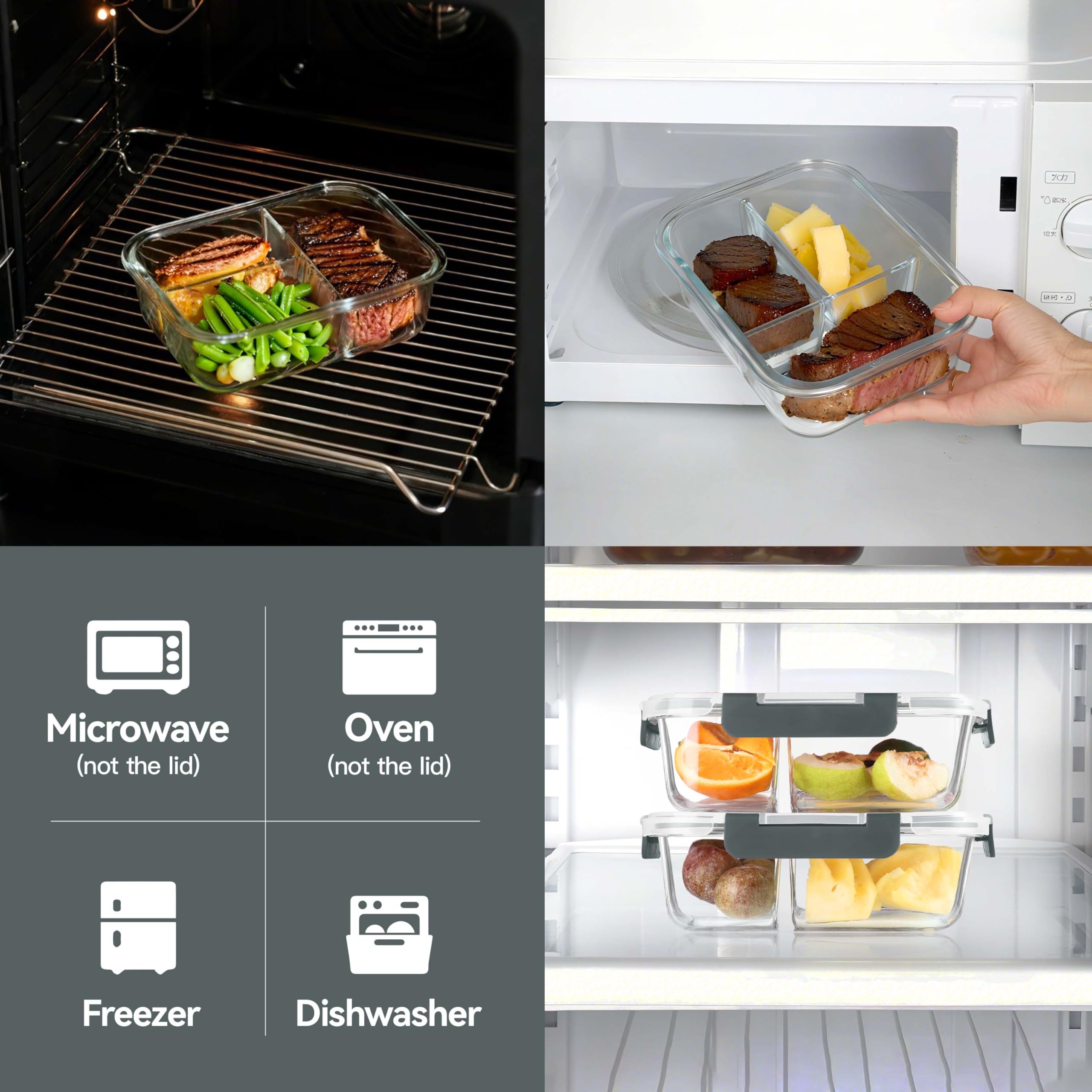 Bayzz three-compartment design keeps proteins, carbs, and veggies separated.