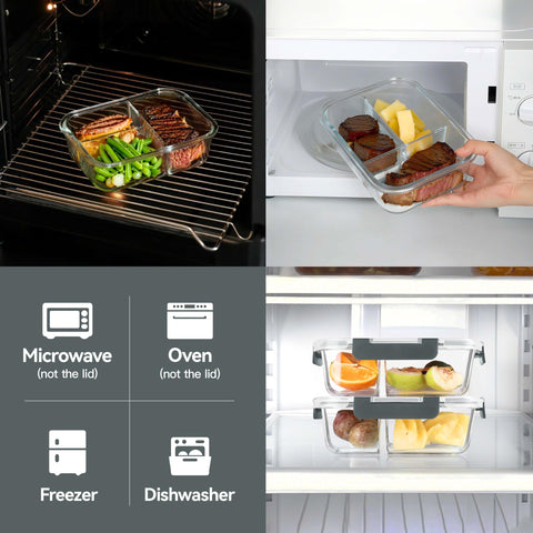 Bayzz three-compartment design keeps proteins, carbs, and veggies separated.