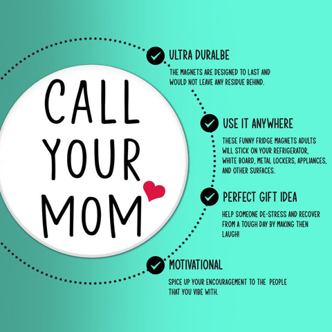 Bazaar Encounters Call Your Mom fridge magnet gift-ready for birthdays or college send-offs.