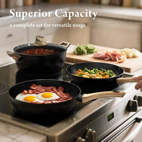 Bazova 23-pcs set casserole pot 9-5inch, ample capacity for one-pot dishes