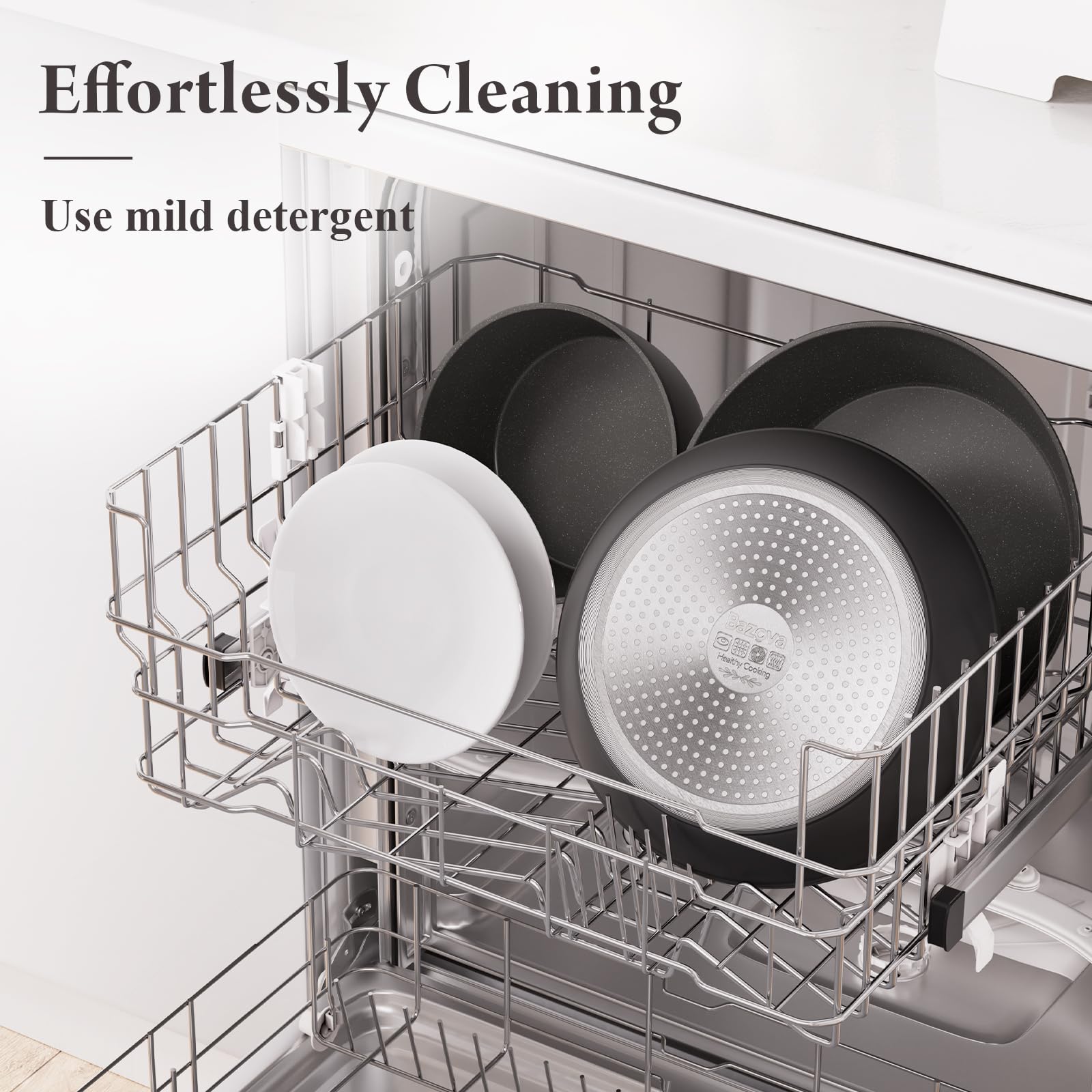 Bazova black ceramic coating and toxin-free metal for safe family meals.