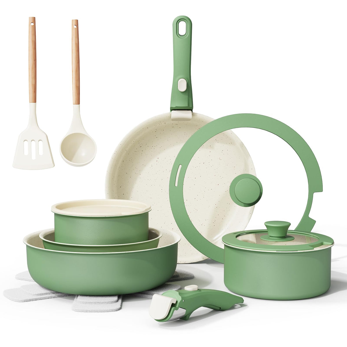 Bazova ceramic nonstick set on induction for even heating and easy cooking.