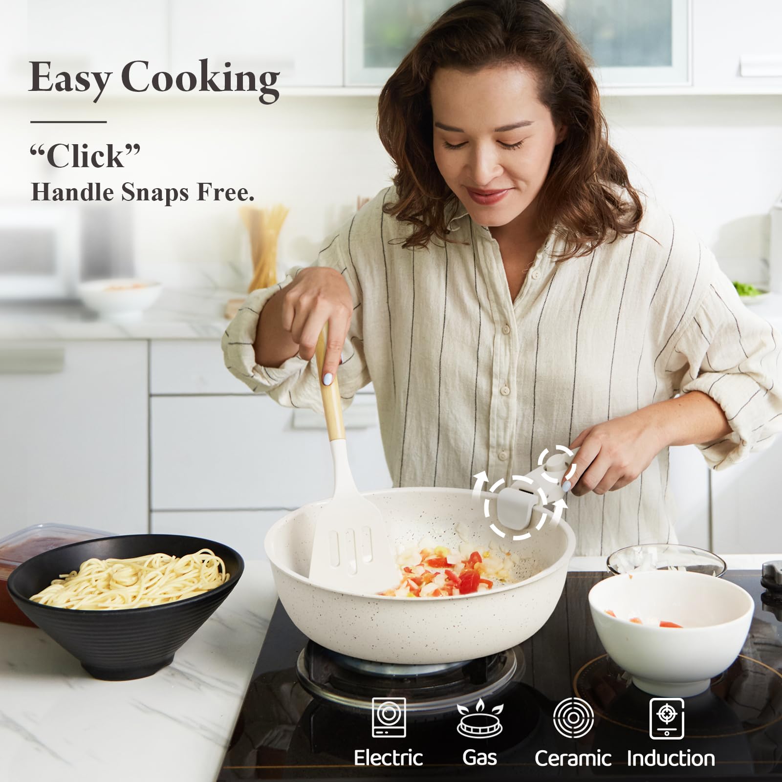 Bazova nonstick cookware on the stove with easy release using minimal oil