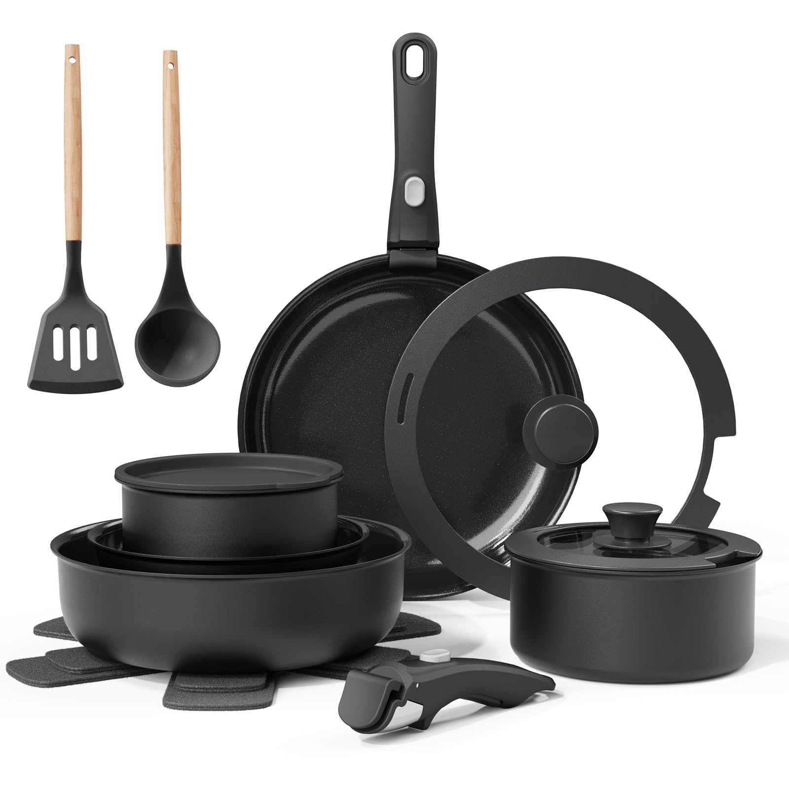 Bazova ceramic nonstick set pots and pans with smooth food release