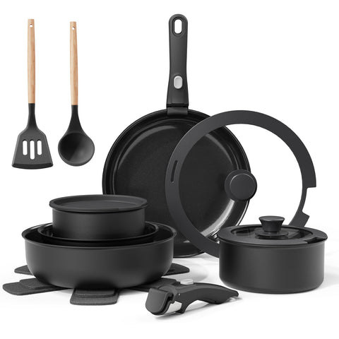 Bazova ceramic nonstick set pots and pans with smooth food release