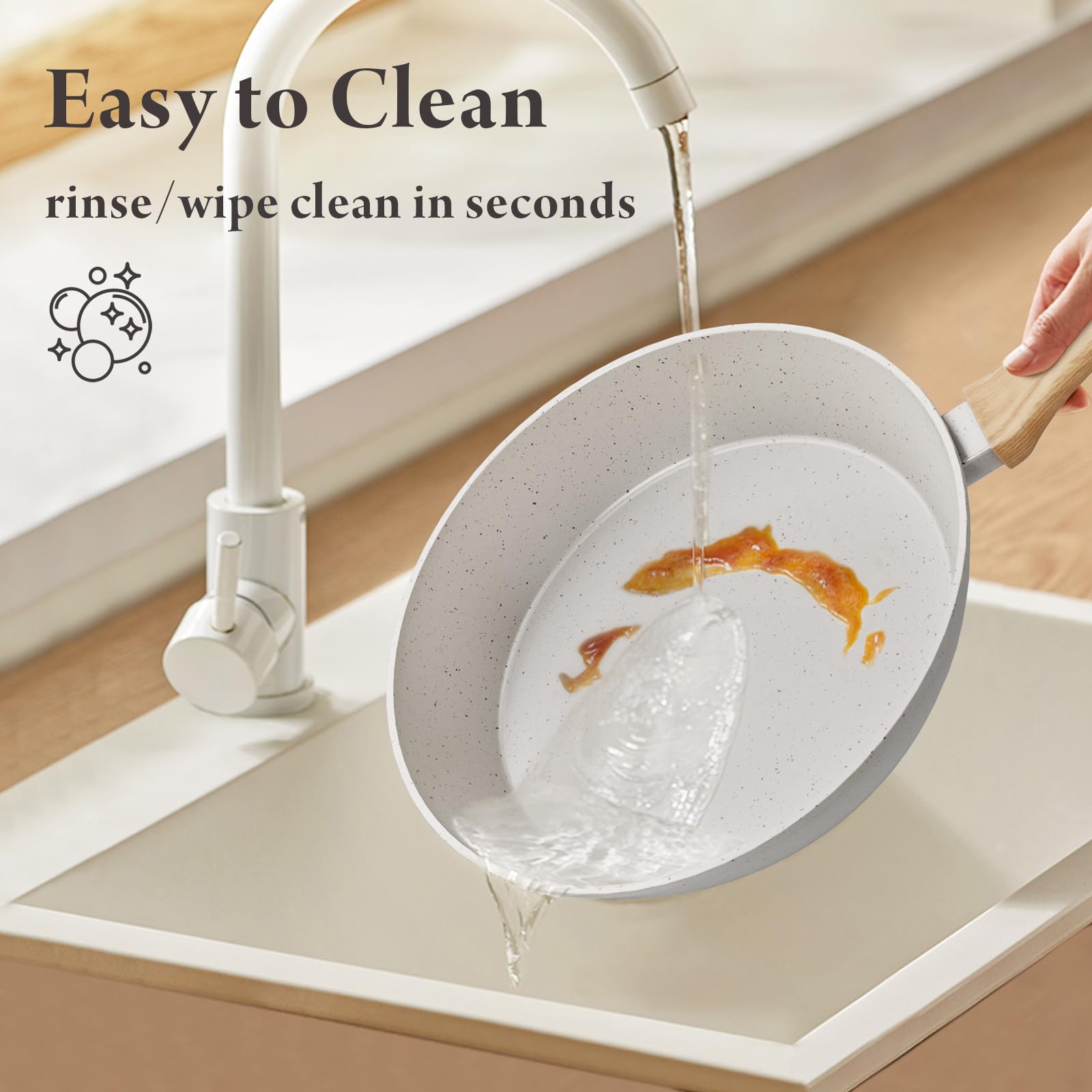 Bazova cream-white finish on cookware enhances kitchen aesthetic.