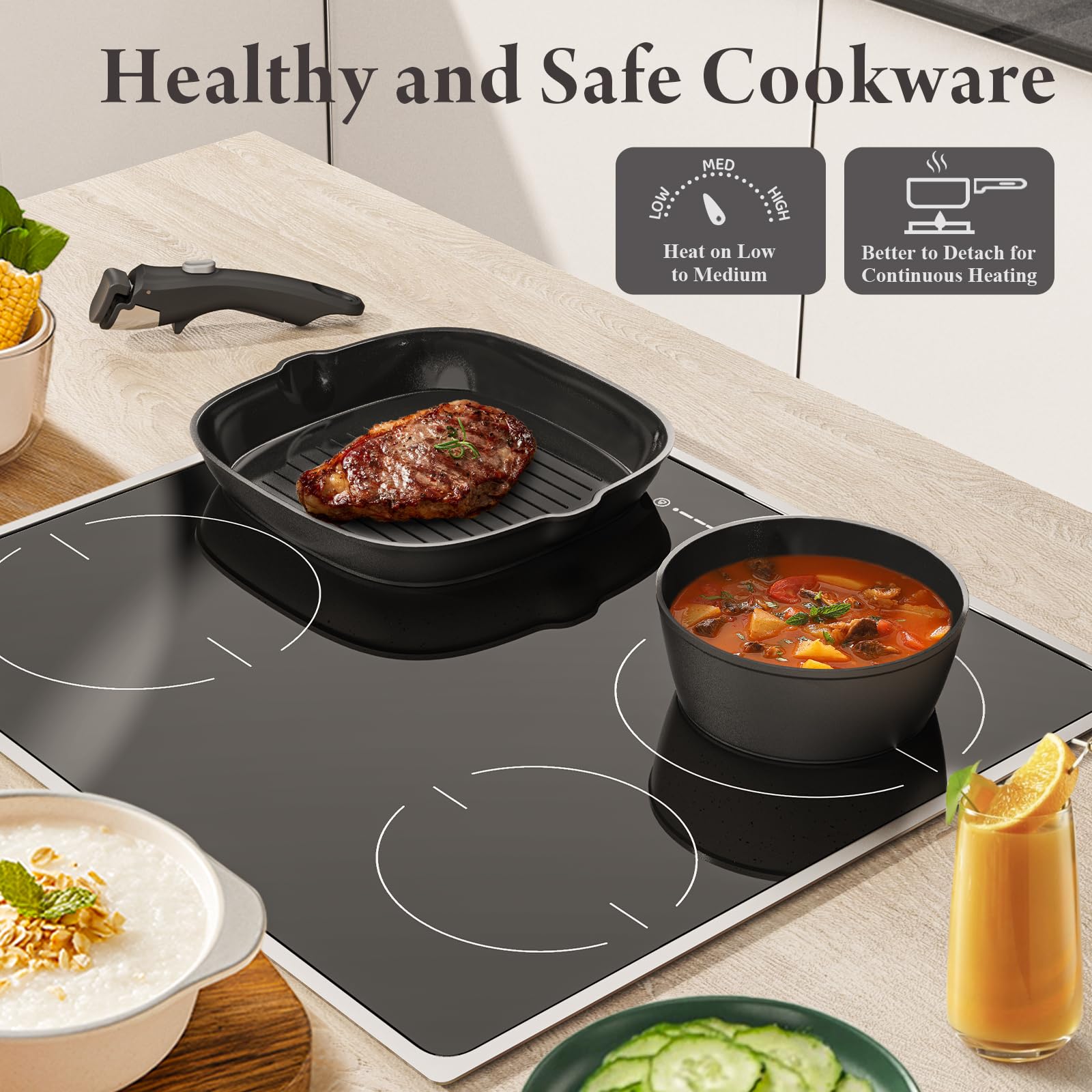 Bazova ultra non-stick surface proving effortless food release with minimal oil.