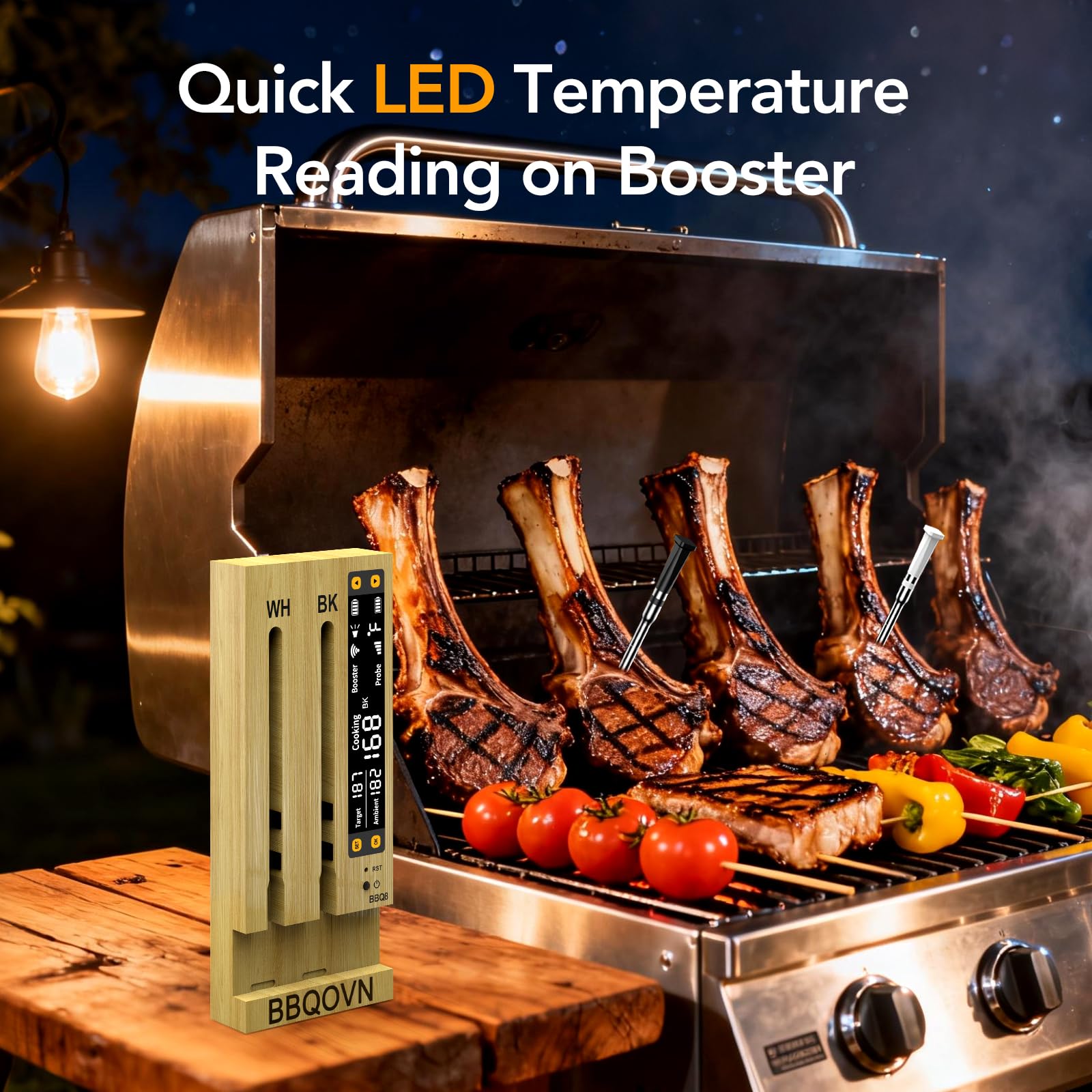 BBQOVN app dashboard presents real-time temps and alerts for grill control.