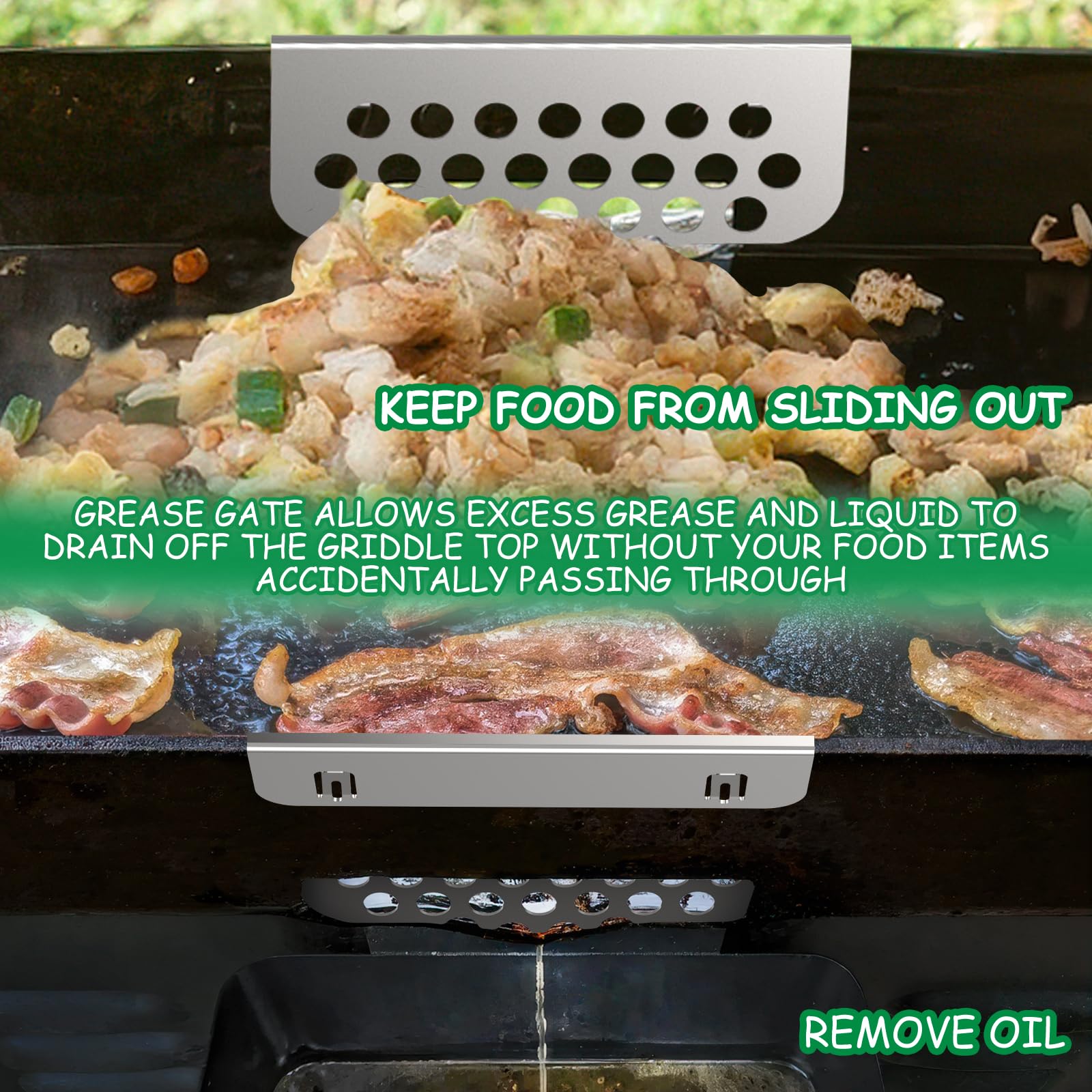 BBQTIDER blocker back-dip fit aligns with grease drain for smooth drainage