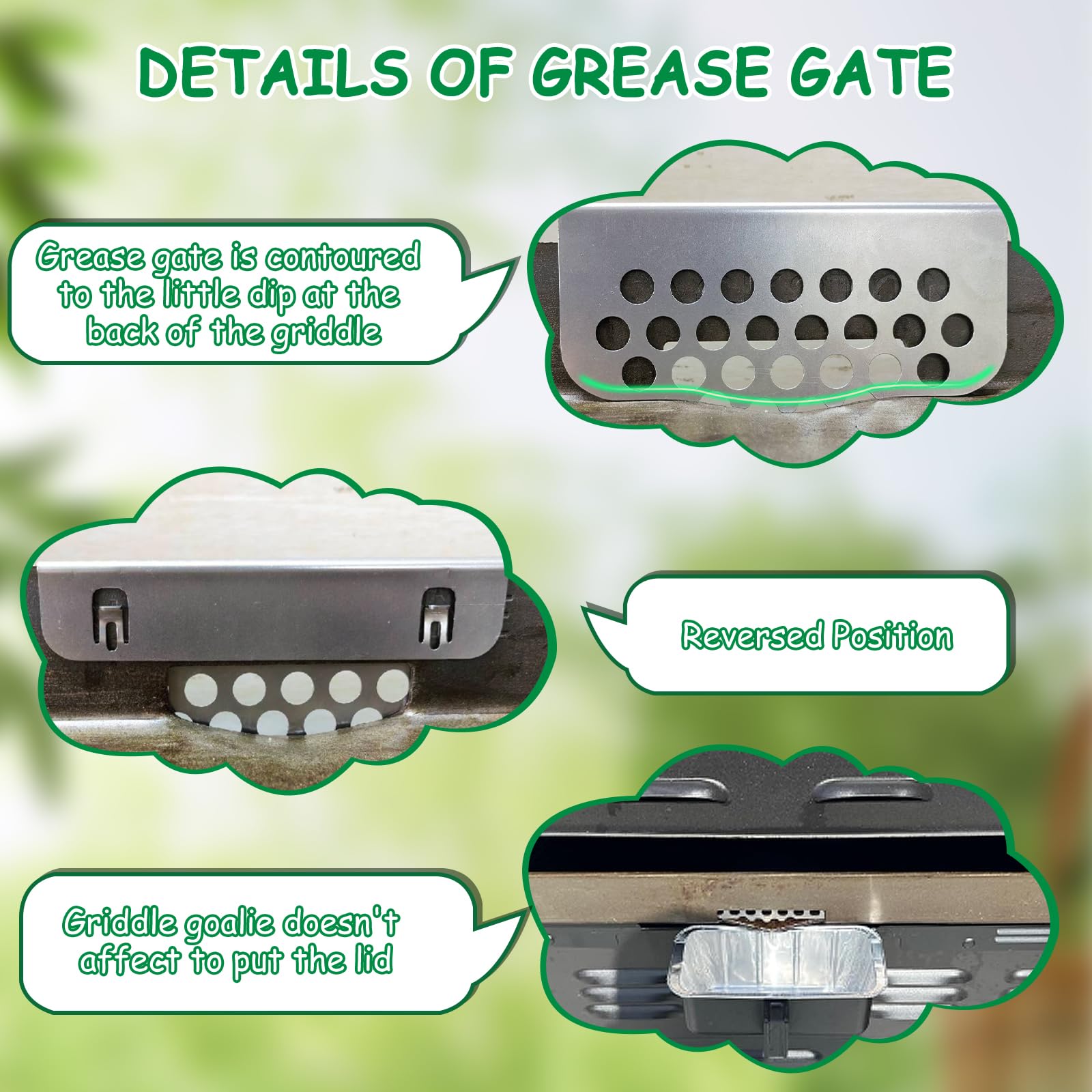 BBQTIDER griddle blocker compatible with 28–36 inch griddles for a secure setup.