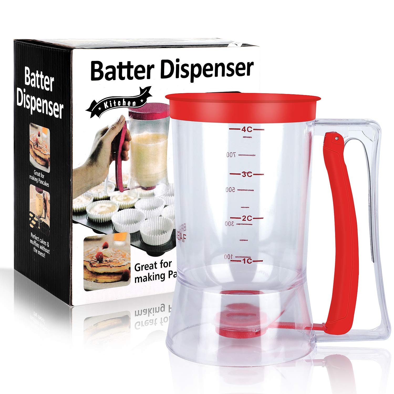 BBSTARZ red dispenser close-up on measuring marks for portion control